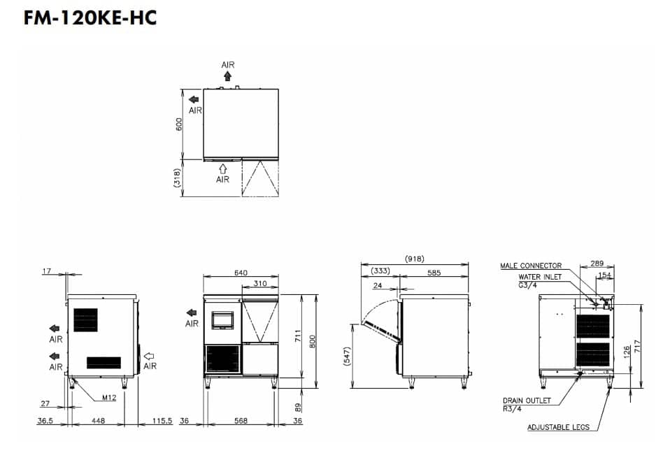 Hoshizaki FM-120KE-HC - Machine à glace en écailles (125 kg)