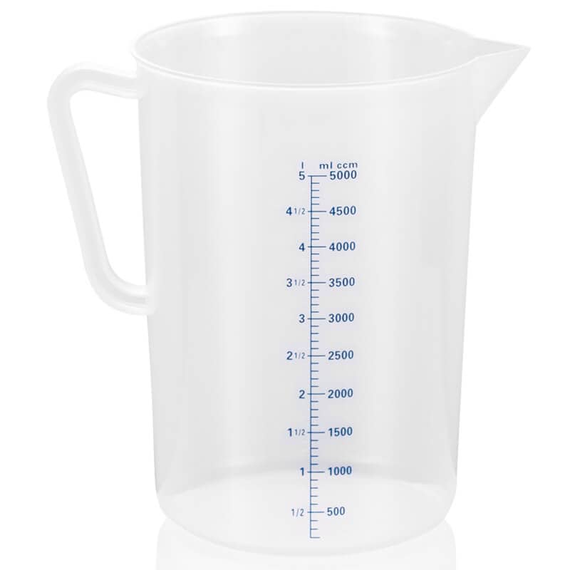 Vaso medidor con graduación de 100 ml, polipropileno - 5 litros
