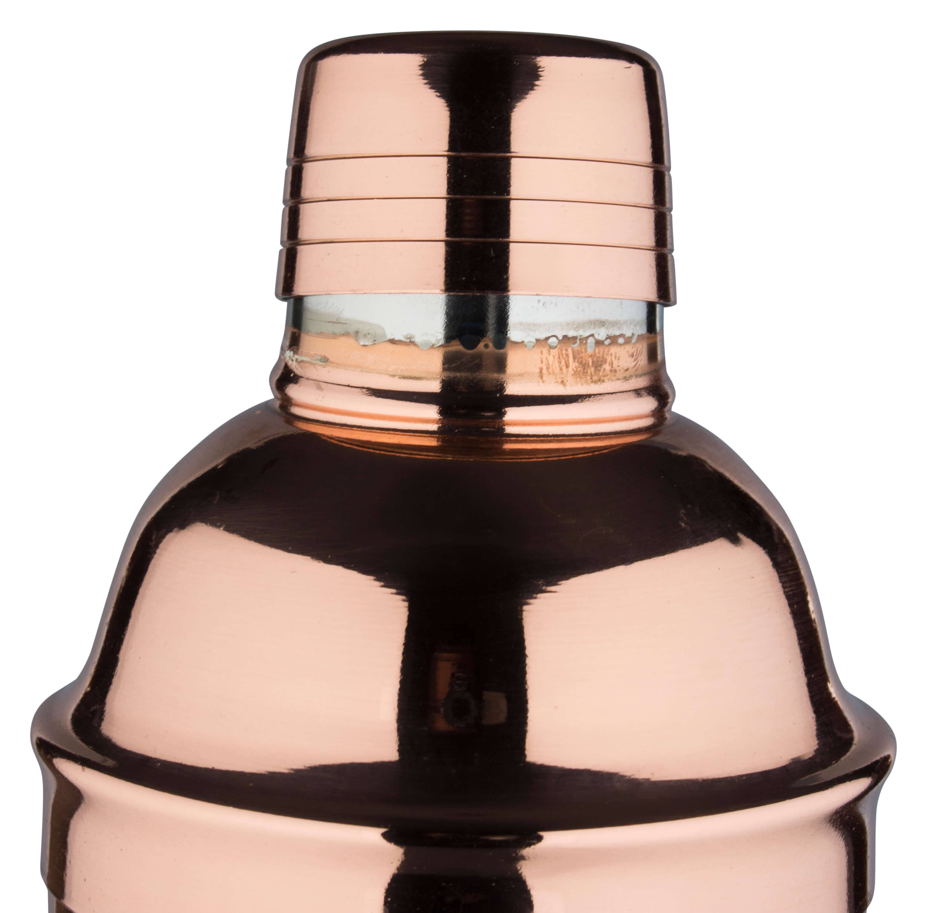 Cocktail shaker, stainless steel, copper-colored, three-piece, 700 ml - B-stock