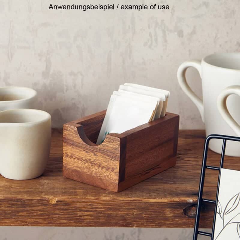 Support pour sachets individuels, bois d'acacia  - 11 x 7 x 5,5 cm