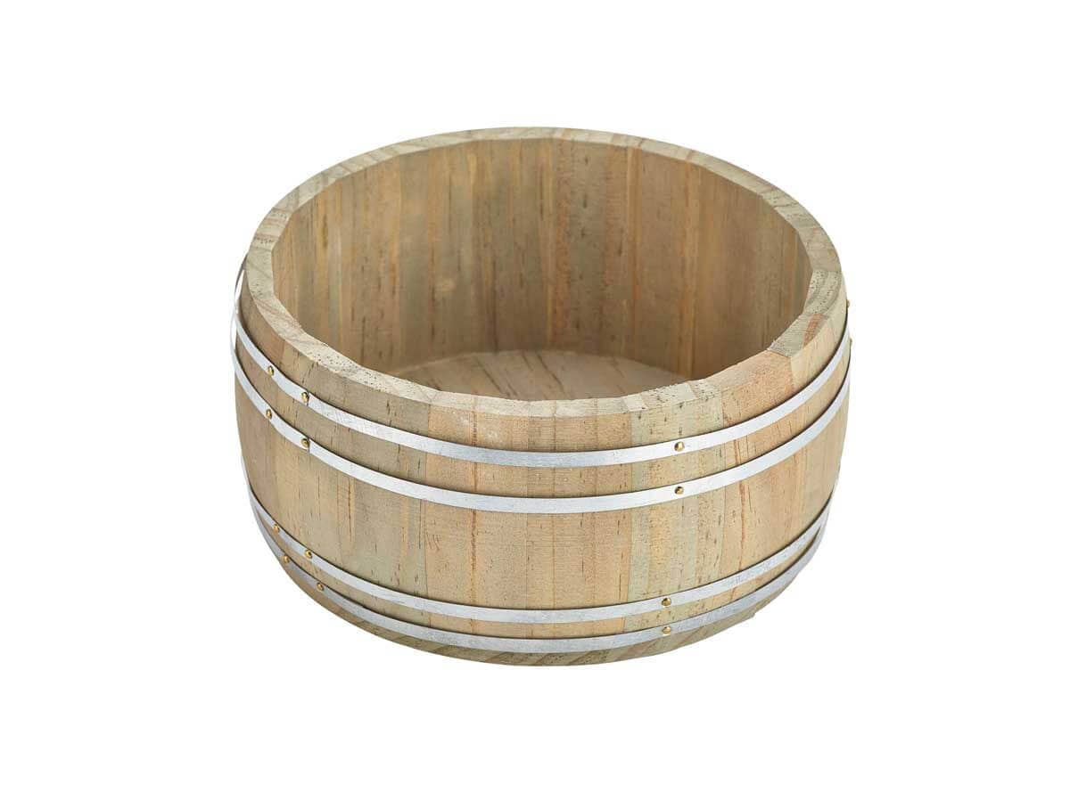 Mini barril de madera ancho - 18 x 8,2 cm