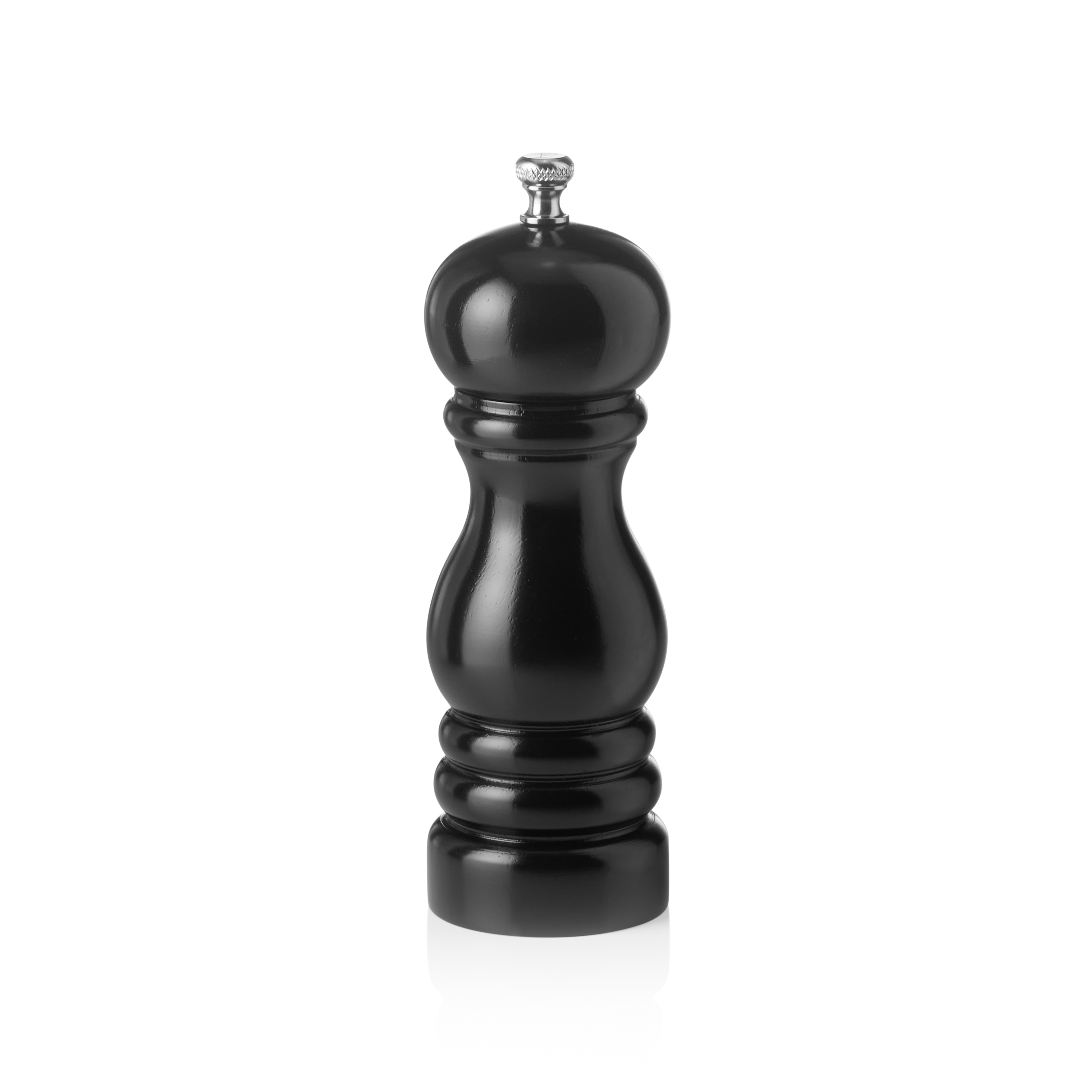 Pepper mill, rubber tree wood black - 15cm