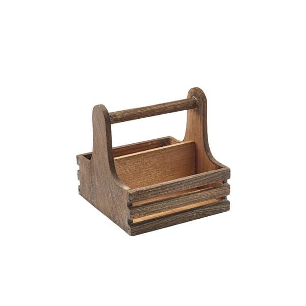 Rustic wooden table caddy - 15x15,3x15cm