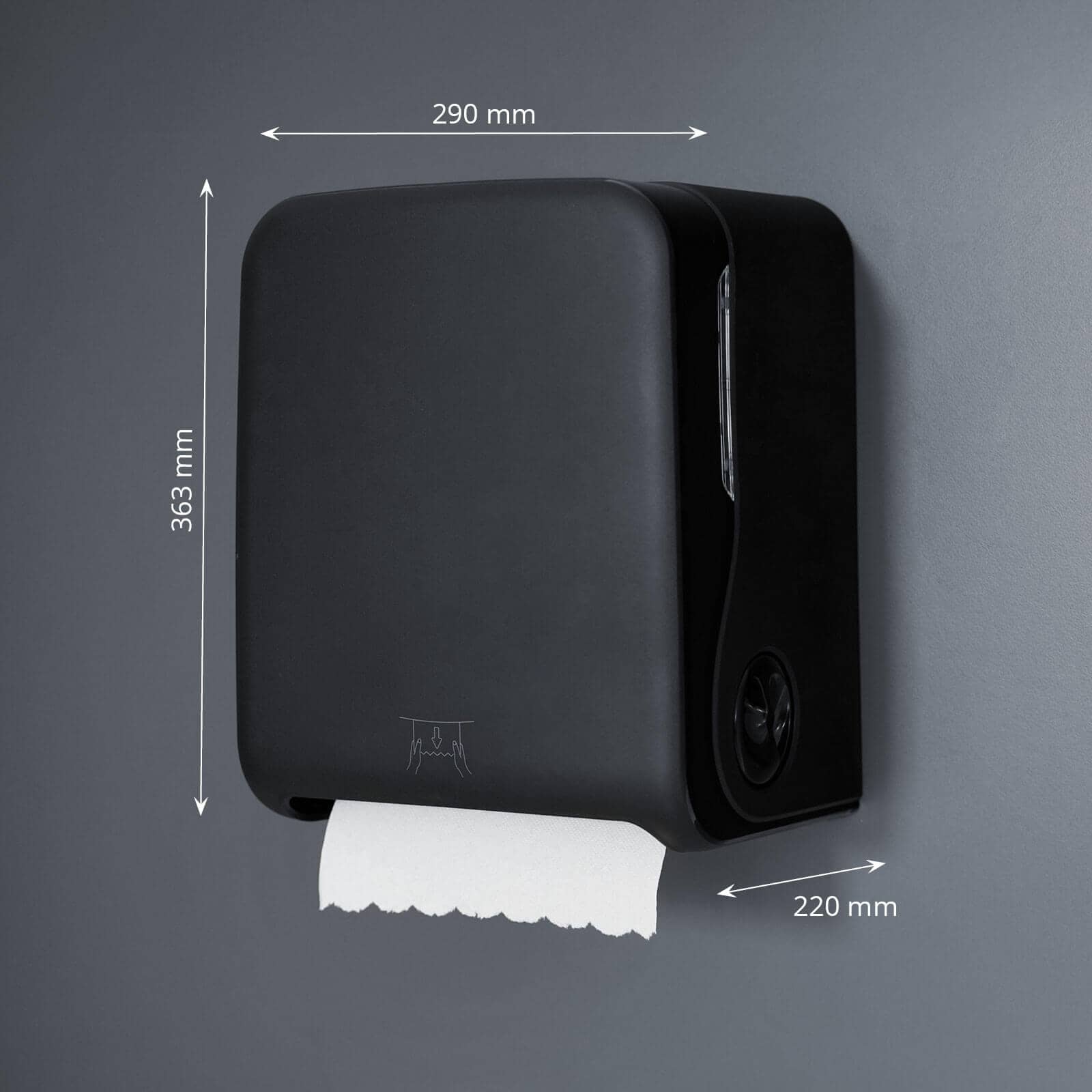 Distributeur de rouleaux d'essuie-mains Autocut pour rouleaux avec adaptateur - noir mat