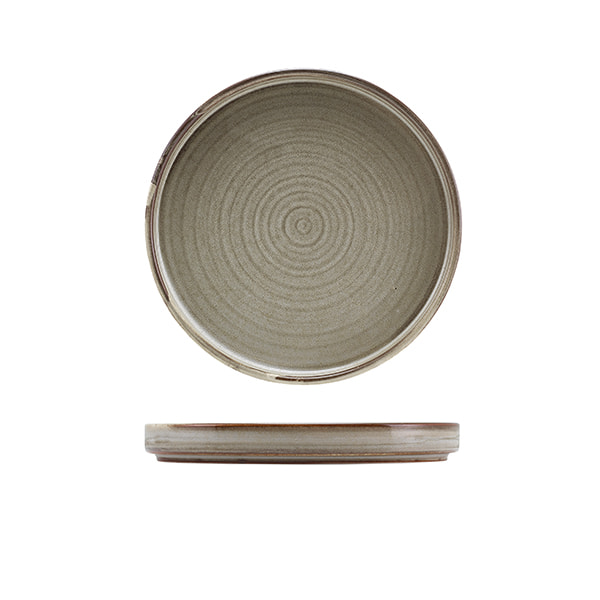 Assiette de présentation basse Terra Smoke Grey – 18 cm (6 pcs)