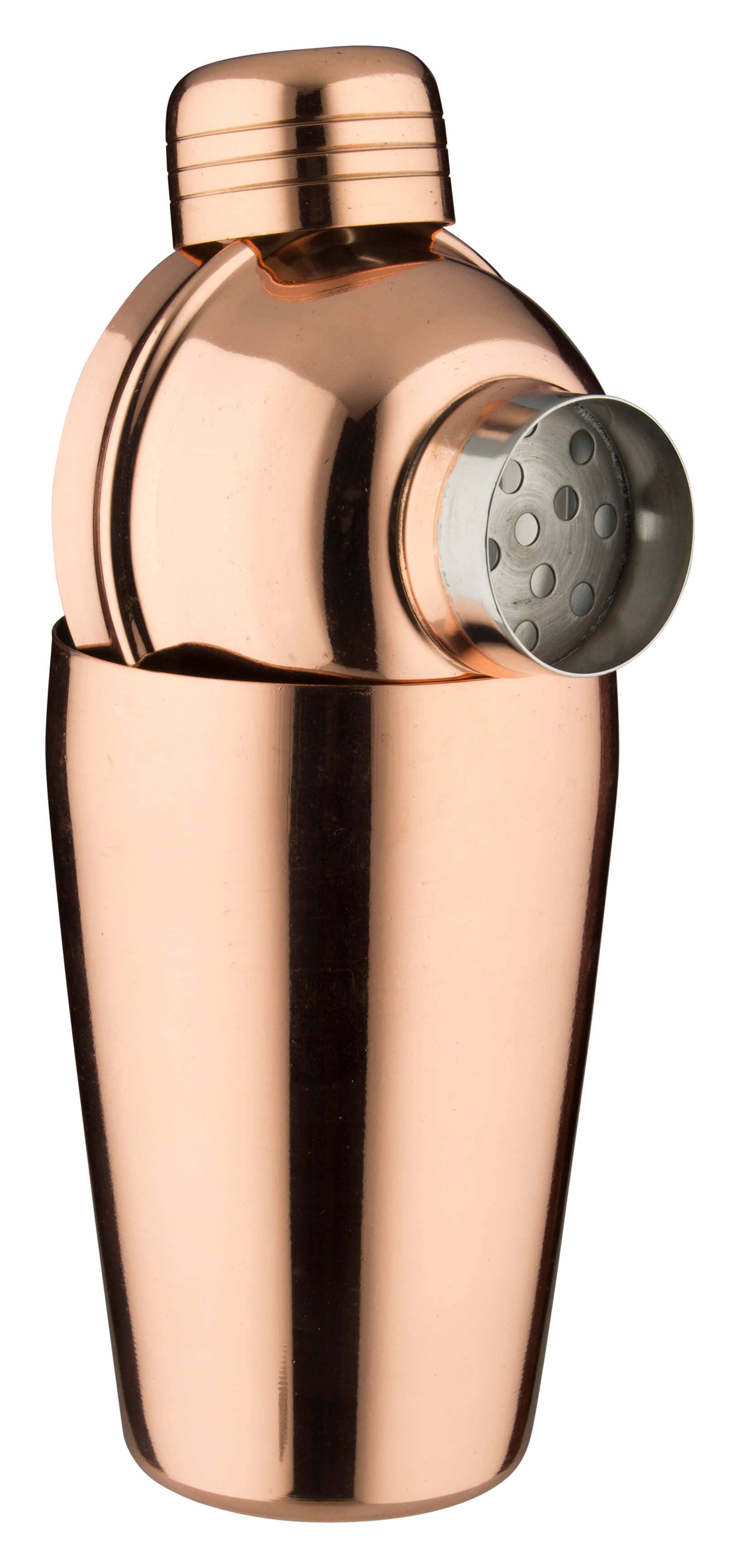 Cocktail shaker, stainless steel, copper-colored, polished, three-piece - 500 ml
