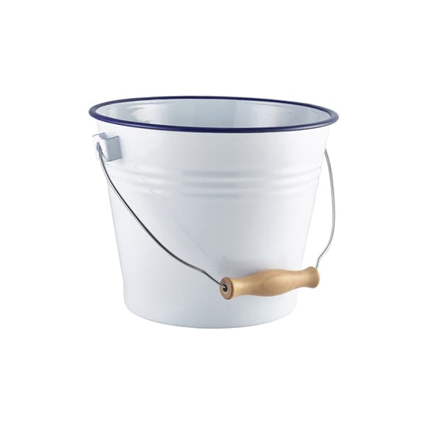 Emaille-Eimer, weiß mit blauem Rand - 5,2 l (4 Stk.)