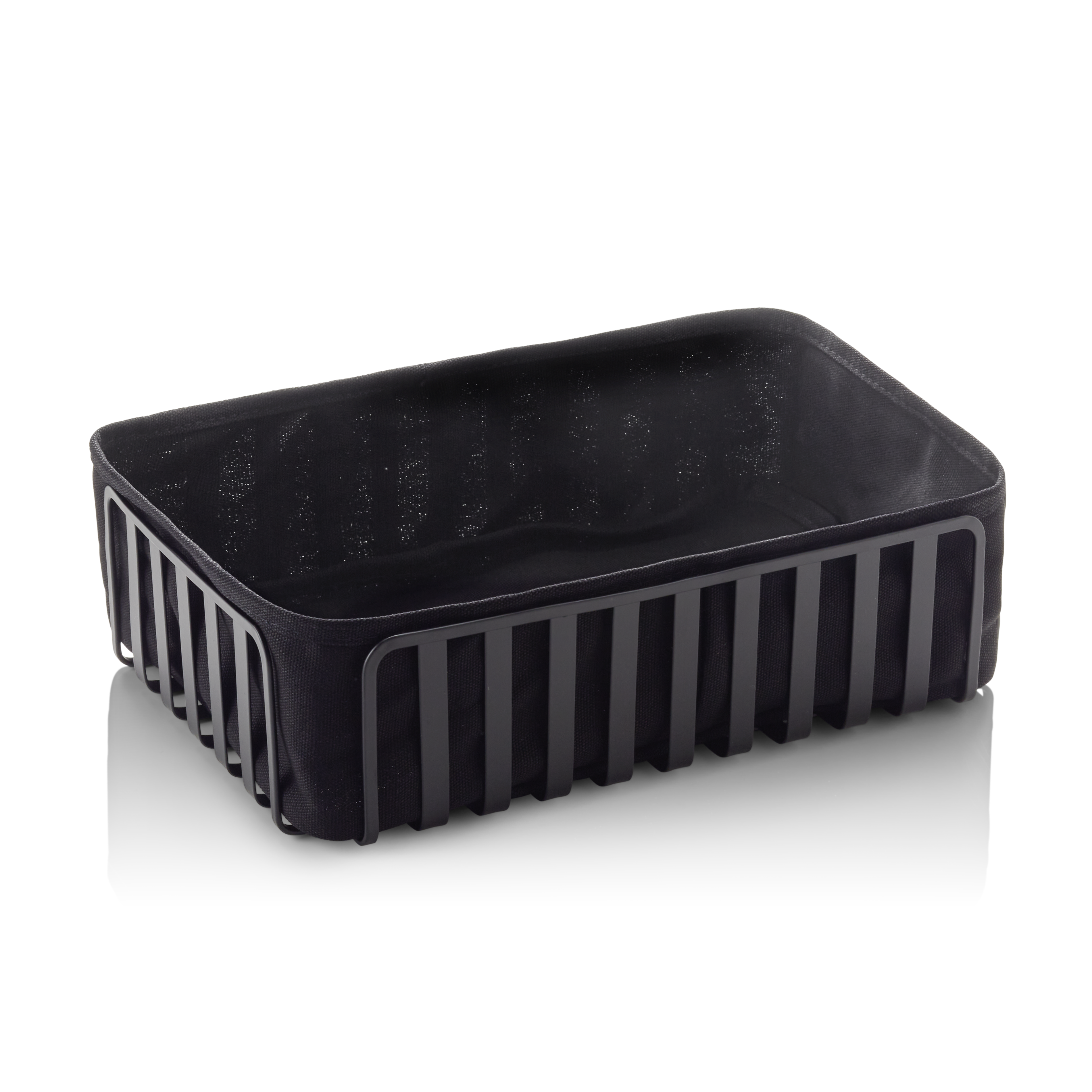 Metal/cotton basket, black - 28,5x18,5x8cm