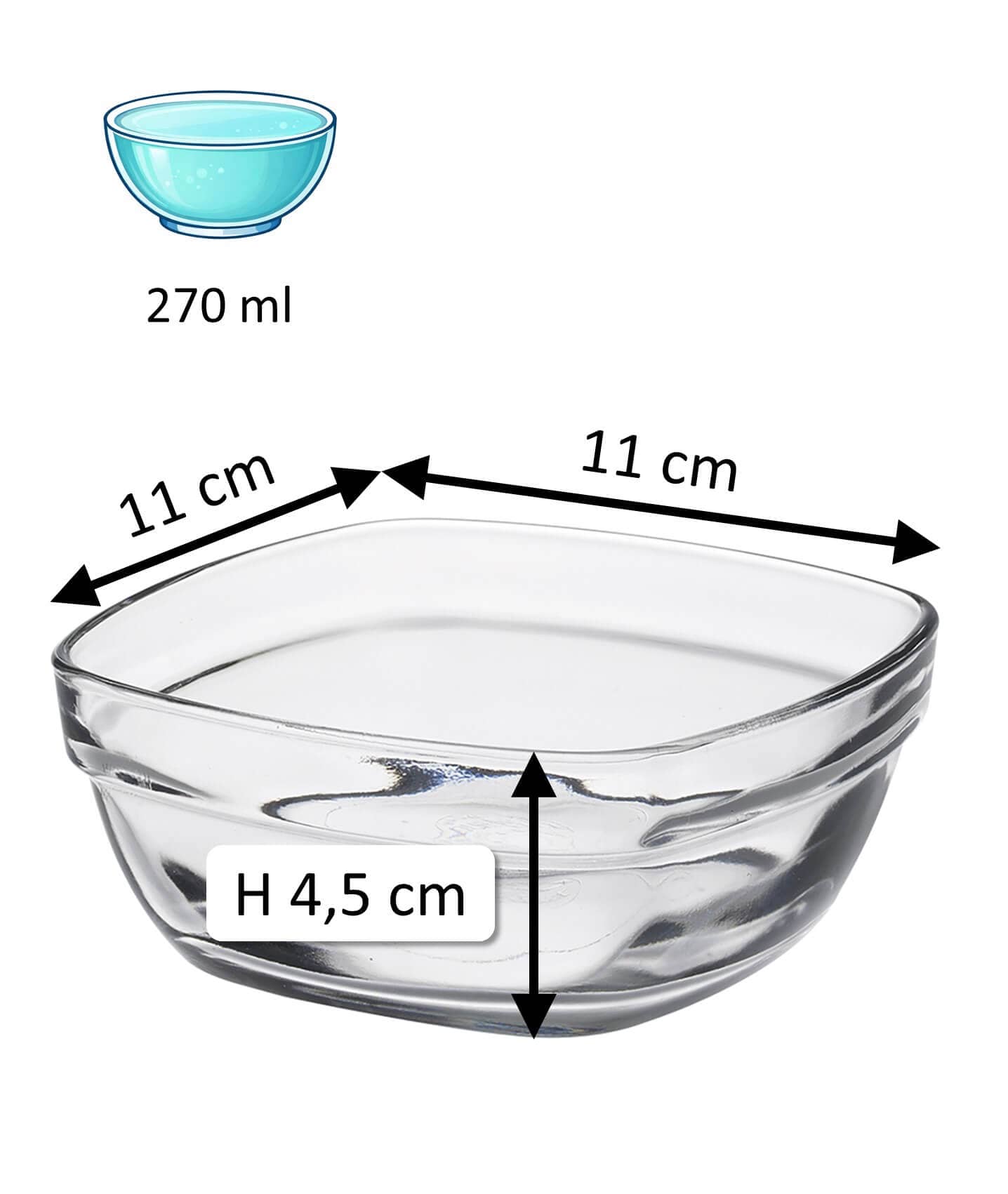 Cuenco apilable cuadrado Lys Carré, Duralex - 11 x 11 x 4,5 cm (6 uds)