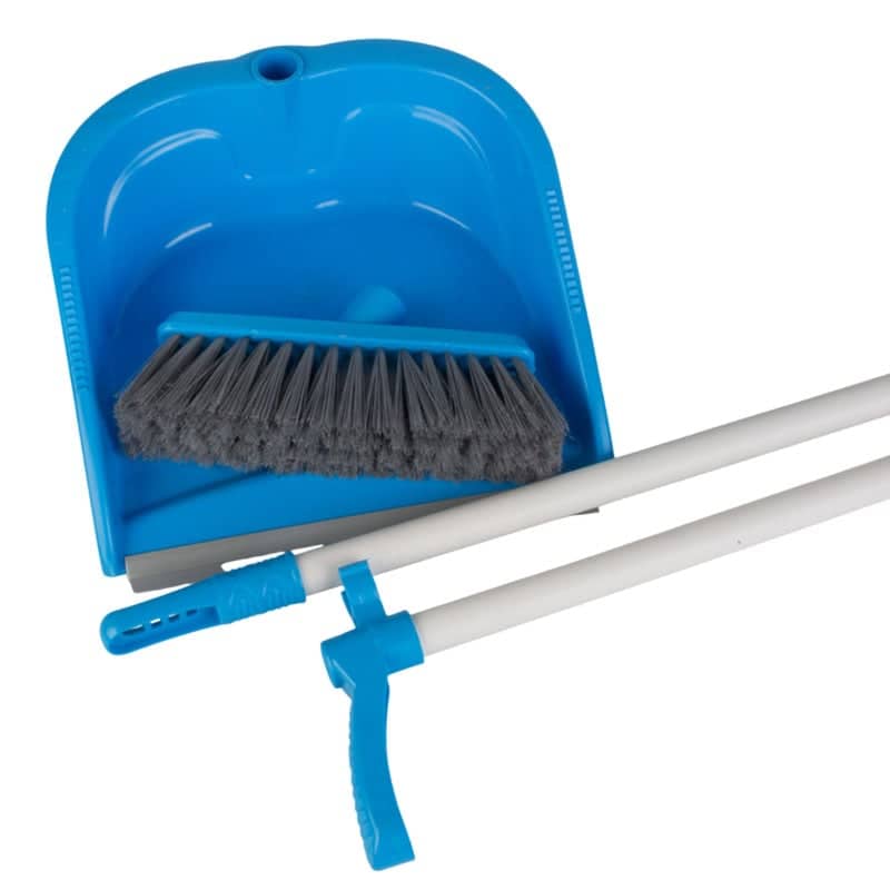 Kehrgarnitur Kehrschaufel mit Besen, blau - langer Griff