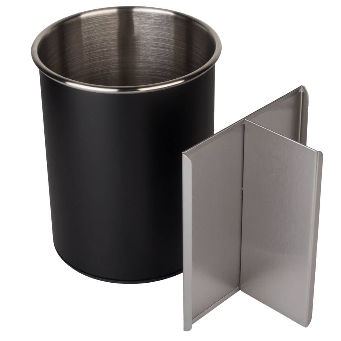 Cutlery Holder, Stainless Steel, 3 Compartments, Rotating - Black