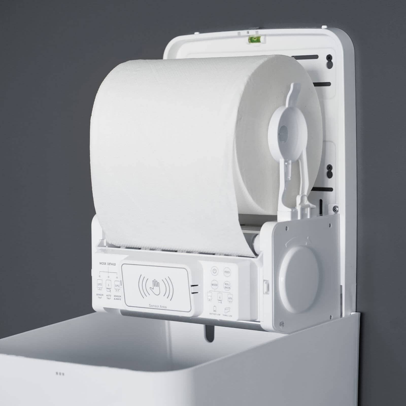 Distributeur de rouleaux d'essuie-mains avec capteur, plastique - blanc mat