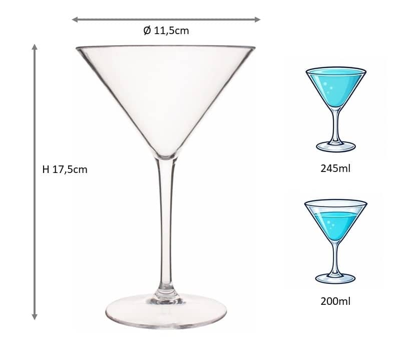 Verre à martini en plastique, SAN - 245 ml (1 pce)
