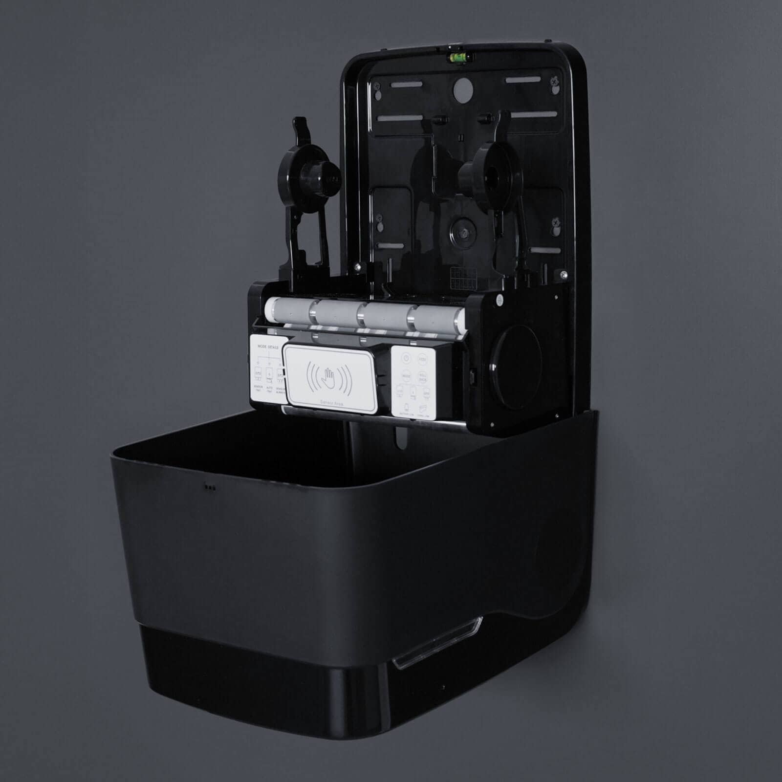 Distributeur de rouleaux d'essuie-mains avec capteur, plastique - noir mat