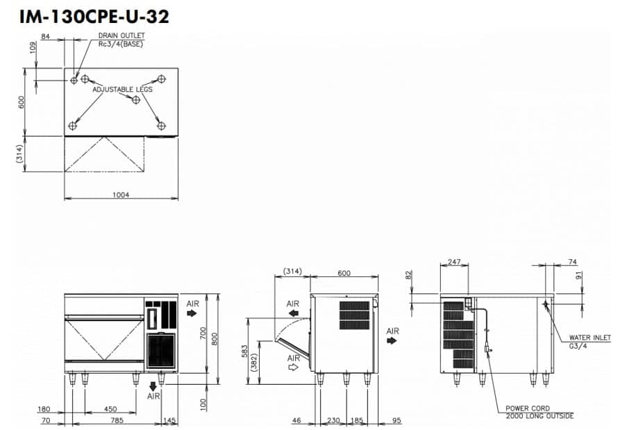 Hoshizaki Ultra Cube IM-130CPE-U-32 - Cube XL (32 x 32 x 32 mm) 116 kg