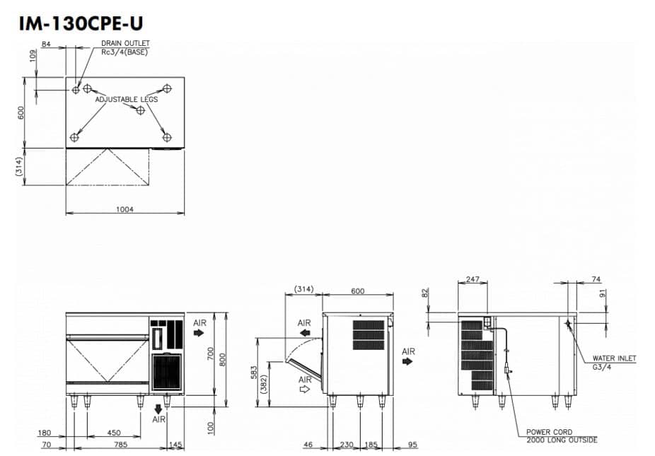 Hoshizaki Ultra Cube IM-130CPE-U - Standard Cube (28 x 28 x 32mm) 108kg