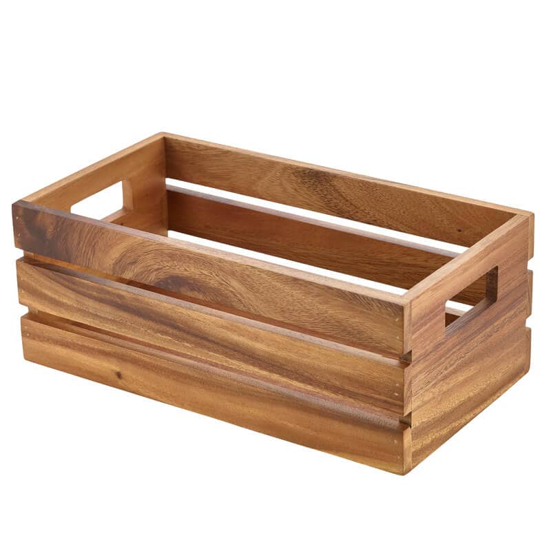Holzkiste / Buffet-Erhöhung, Akazienholz - 32,5x18x12,3cm (GN 1/3)