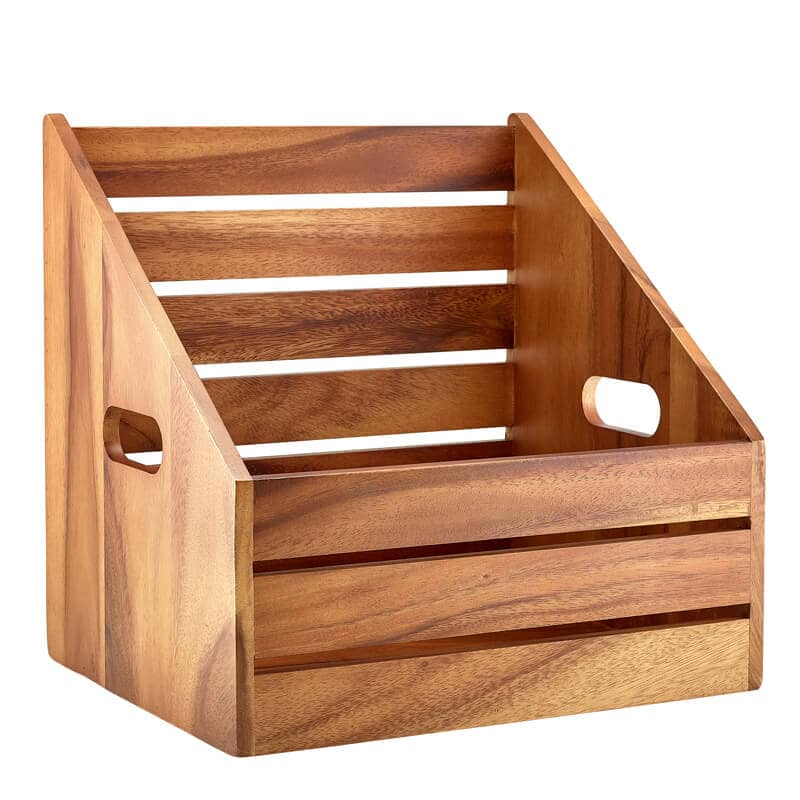 Angled crate, acacia wood - 32,5x26,5x32cm (GN 1/2)