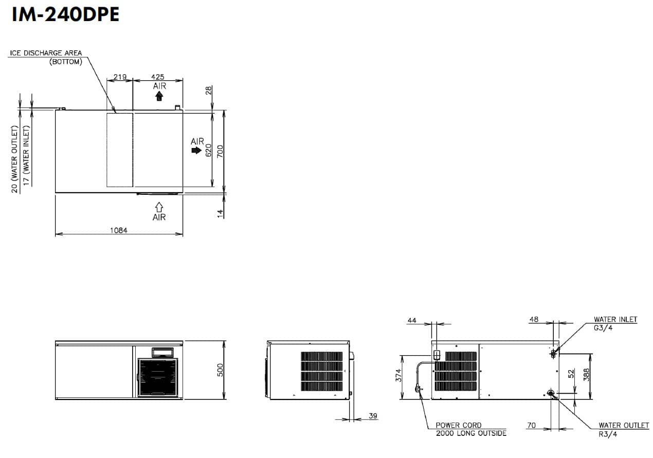 Hoshizaki IM-240DPE-32* - XL-Würfel (32 x 32 x 32mm)181kg