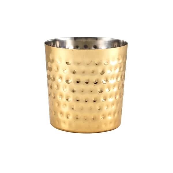Vasos de acero inoxidable / vasos para aperitivos martillados en color dorado - 8,5 x 8,5 cm/400 ml (12 uds)