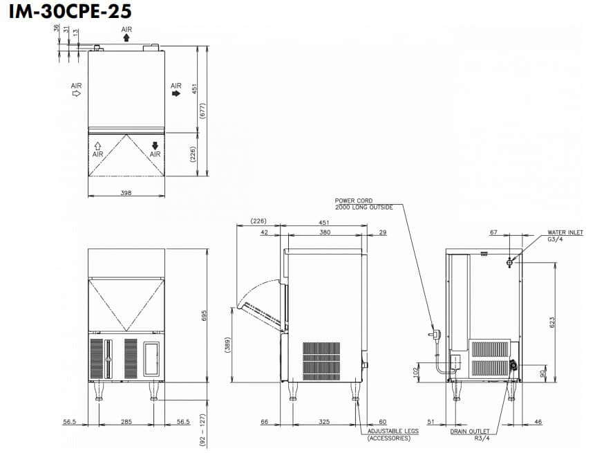 Hoshizaki IM-30CPE-25* - Cubito Pequeño (25 x 25 x 23 mm) 27 kg