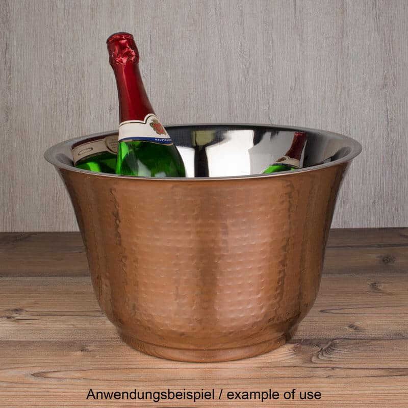 Enfriador de botellas / enfriador de vino de doble pared, acero inoxidable martillado color cobre - 33 cm