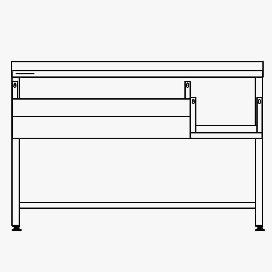 Cocktailstation mit Waschbecken, Edelstahl - 140x74x90 cm