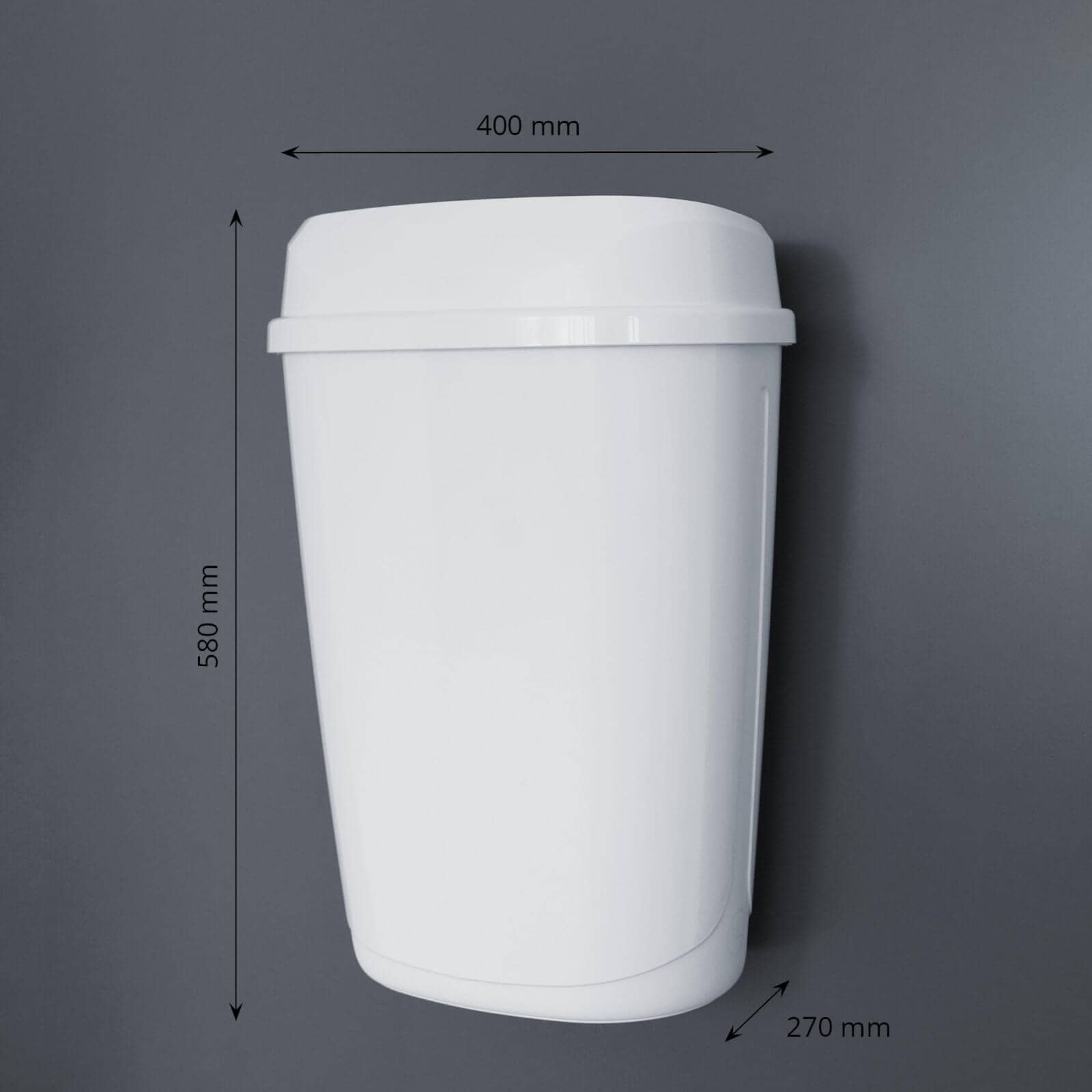 Poubelle avec support mural, 32 litres - blanc brillant