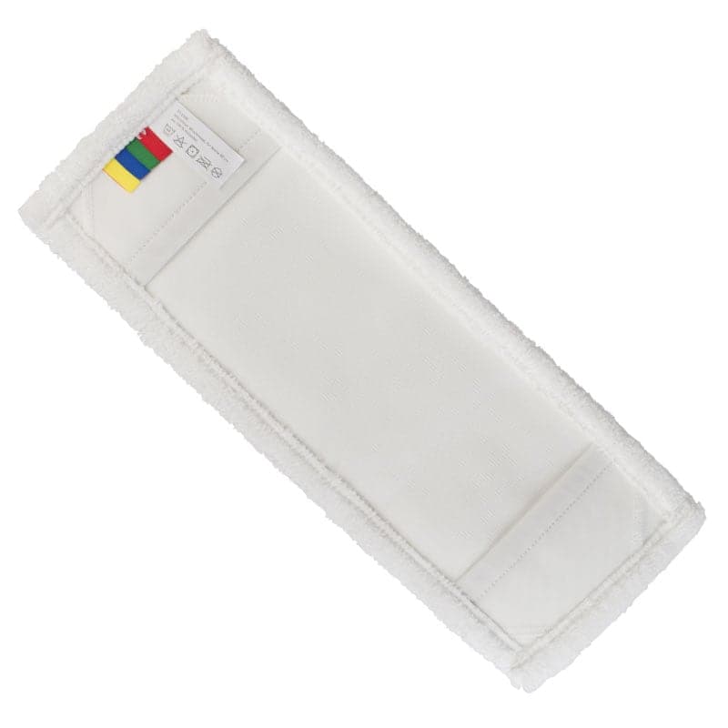 Fregona de microfibra con bolsillos, poliéster blanco - 40 cm