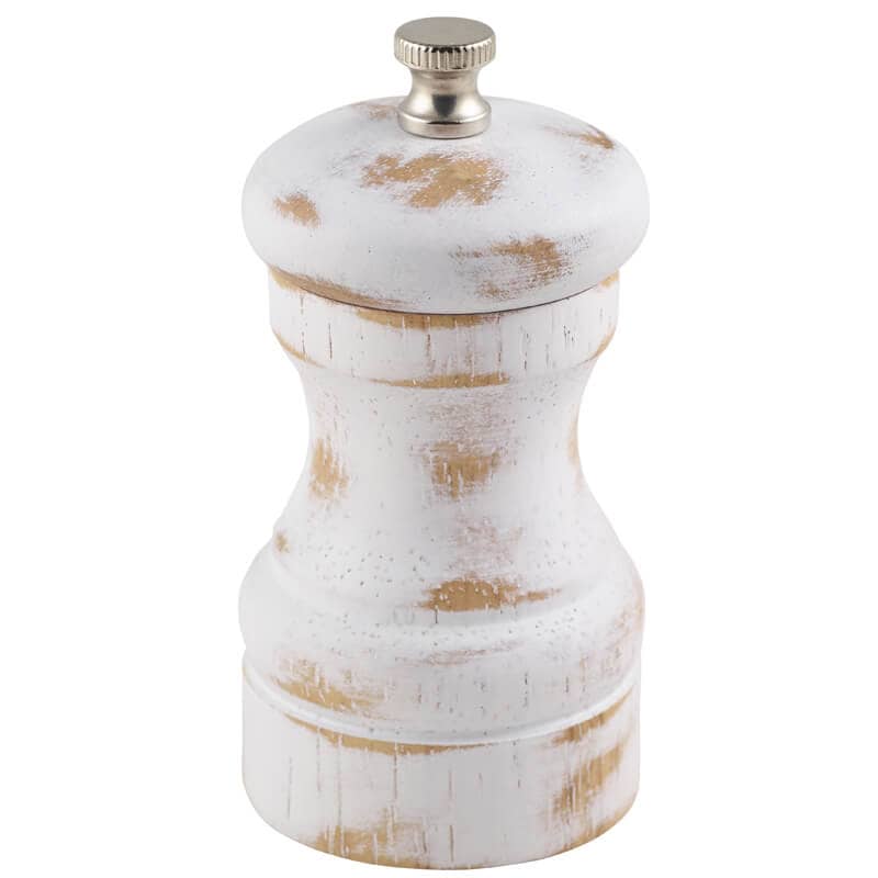 Salt/Pepper Grinder, wood - white wash (10cm)