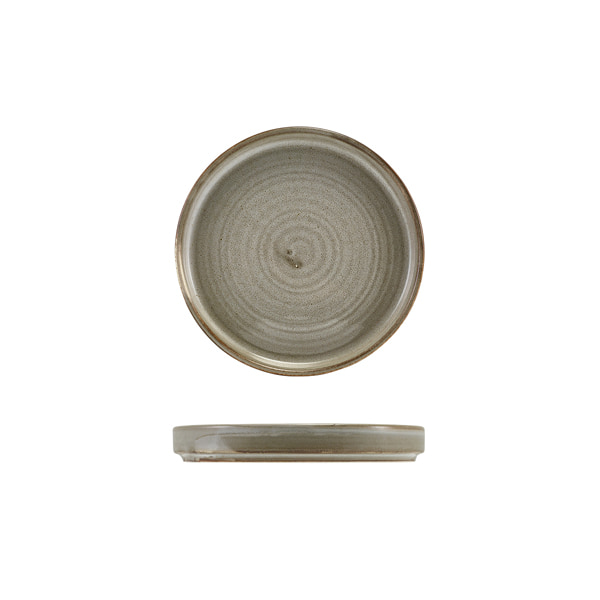 Assiette de présentation basse Terra Smoke Grey – 14 cm (12 pcs)