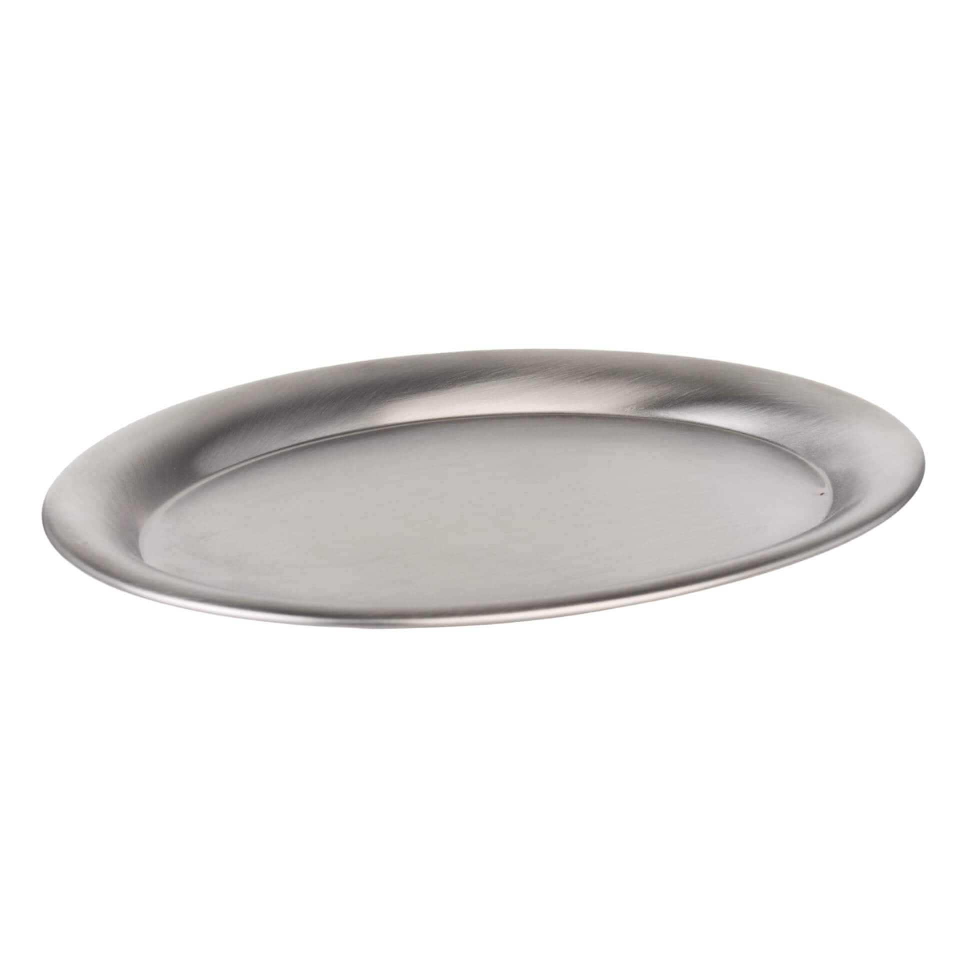 Plateau de service ovale, en acier inoxydable - 20 x 14 cm