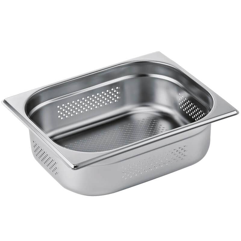 Recipiente Gastronorm perforado, 100 mm de profundidad, acero inoxidable (GN 1/2)
