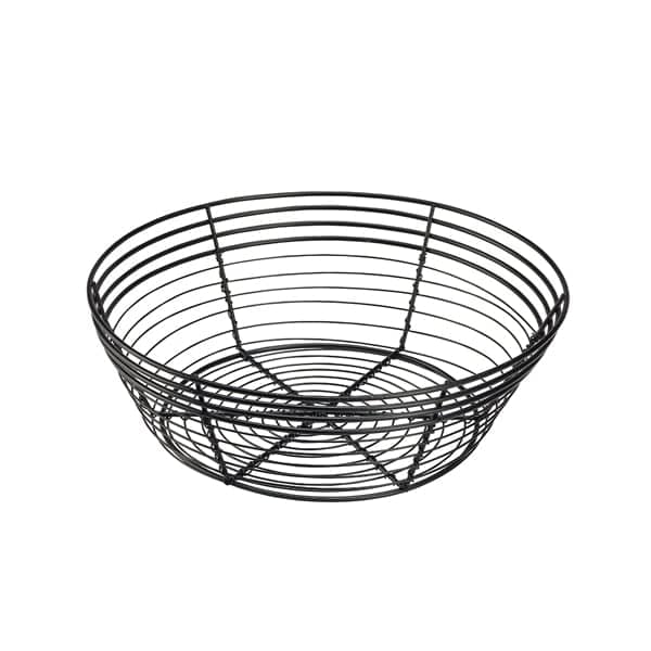 Panier en fil métallique / panier de service rond, noir - 25,5 x 8 cm (6 pièces)
