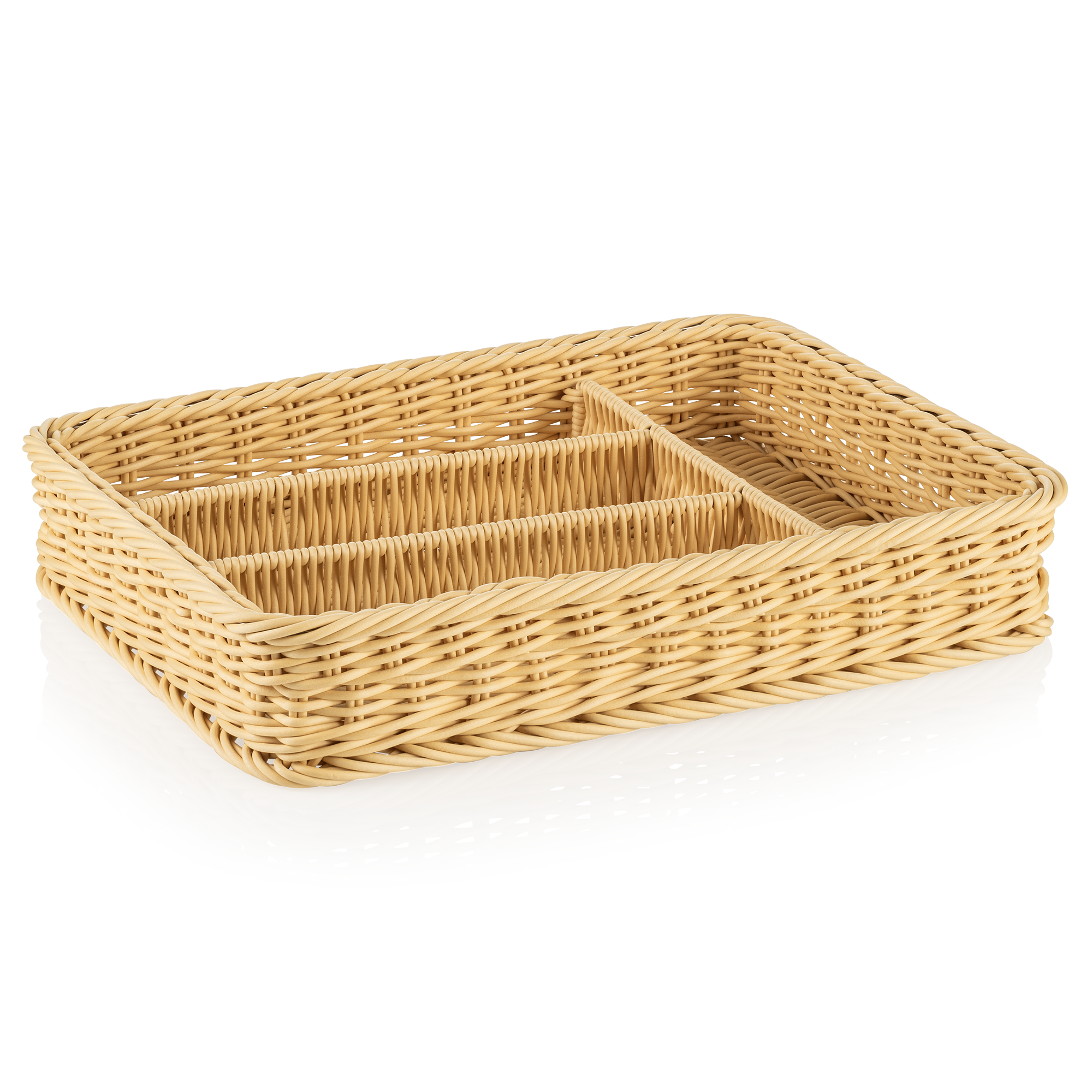 Cesta para cubiertos de polipropileno beige claro - 40 x 30 x 6,5 cm