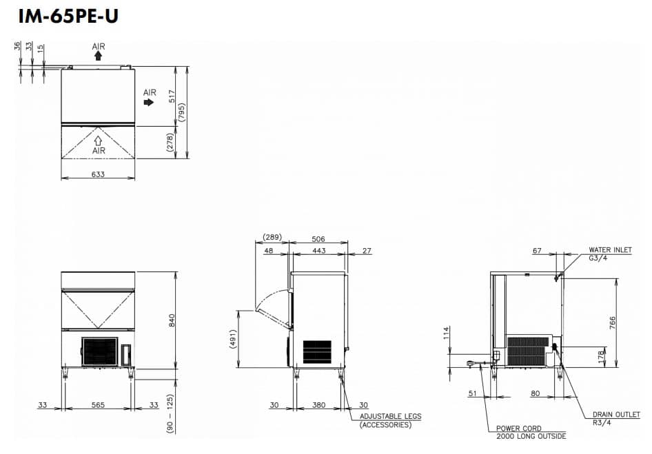Hoshizaki Ultra Cube IM-65PE-U - Cube Standard (28 x 28 x 32 mm) 58 kg