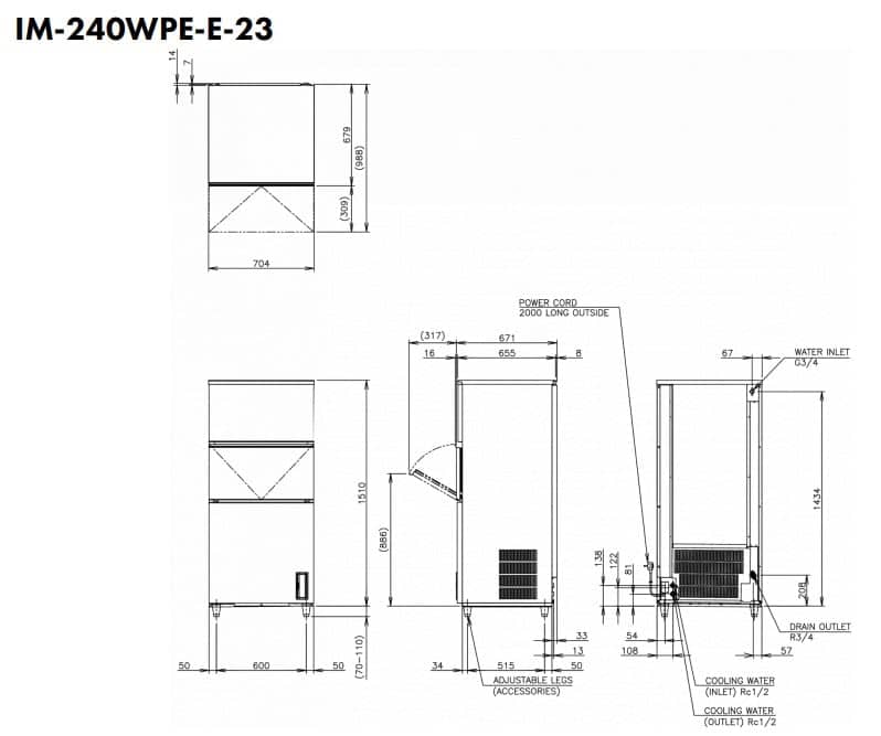 Hoshizaki Elite Cube IM-240WPE-E-23* - Cubito Mediano (28 x 28 x 23 mm) 190 kg