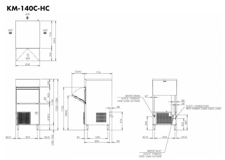 Hoshizaki KM-140C-HC - Crescent-Eisbereiter (138kg)