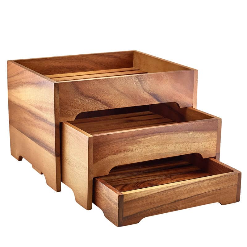 Display stand 3 tier, acacia Wood - GN 1/2