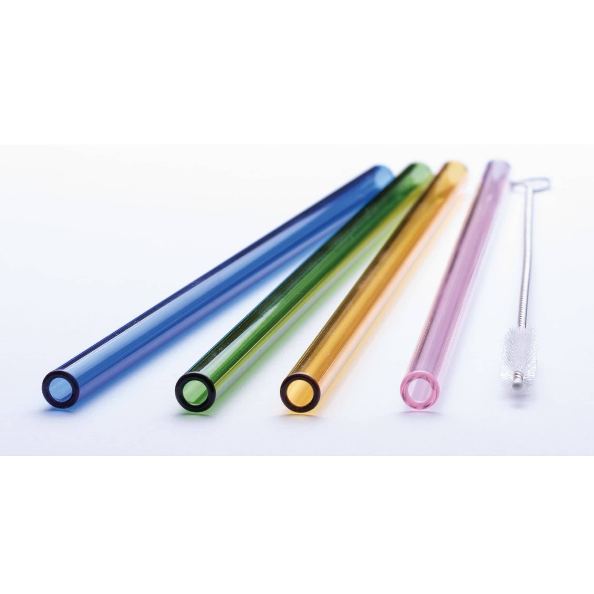 Glass drinking straws (8x200mm) - various colors (50 pcs. + 3 brushes)