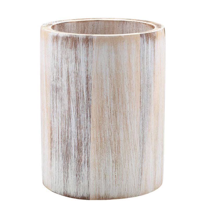 Cutlery holder acacia wood white/washed - 10x13,2cm