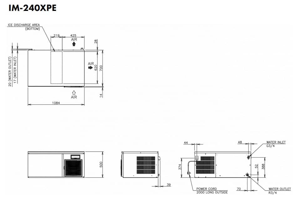 Hoshizaki IM-240XPE - Standard Cube (28 x 28 x 32mm) 210kg