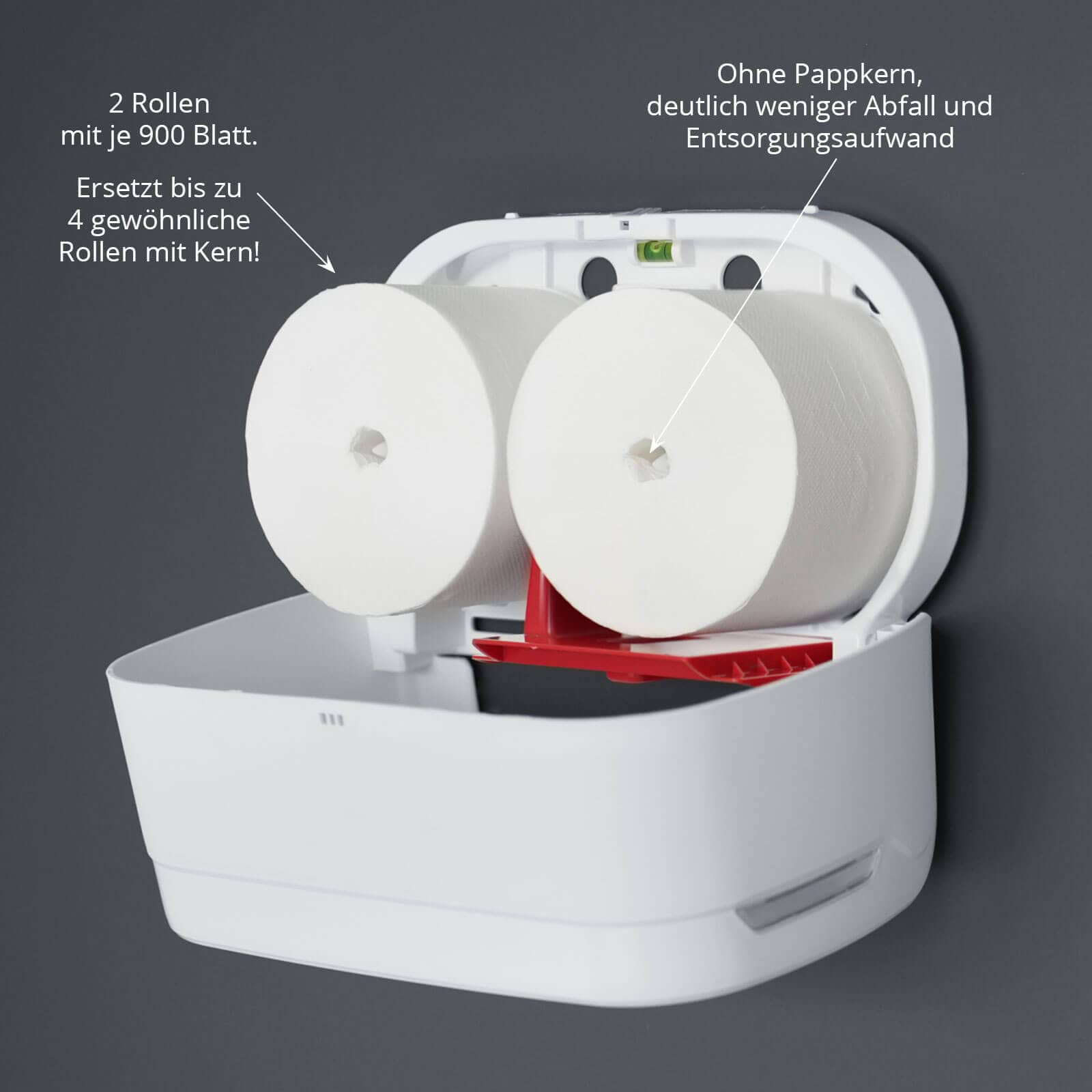 Distributeur de papier toilette pour 2 rouleaux sans mandrin - blanc mat