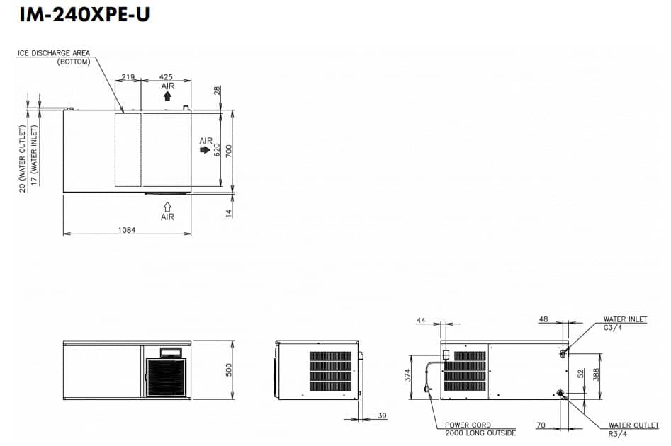 Hoshizaki Ultra Cube IM-240XPE-U - Cube Standard (28 x 28 x 32 mm) 210 kg