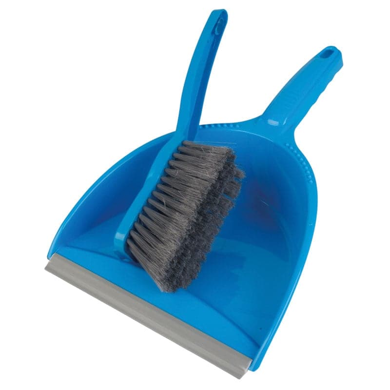 Hand dustpan and brush set, blue - short handle