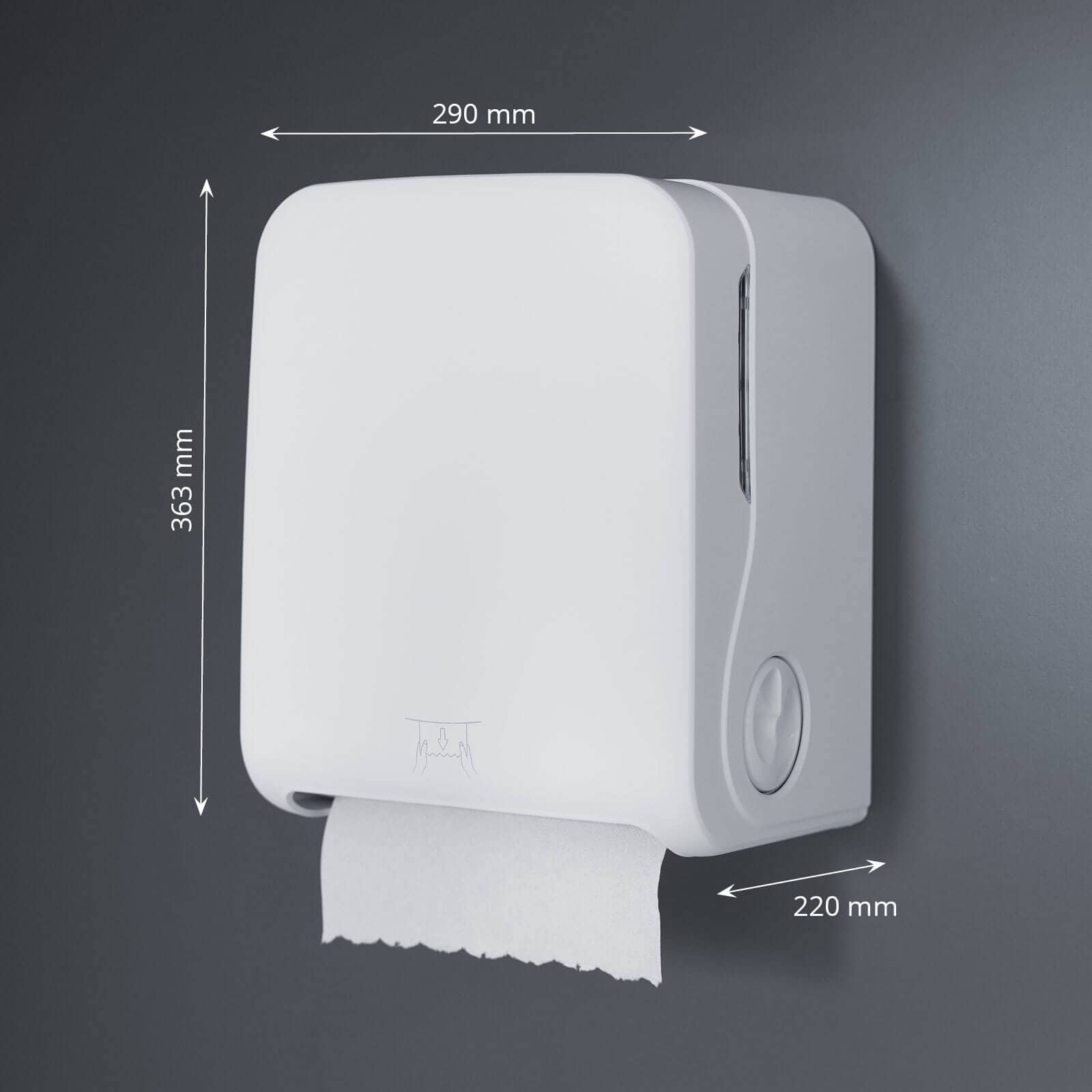 Distributeur de rouleaux d'essuie-mains Autocut pour rouleaux avec adaptateur - blanc mat
