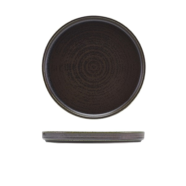 Assiette de présentation basse Terra Cinder Black - 21 cm (6 pcs)
