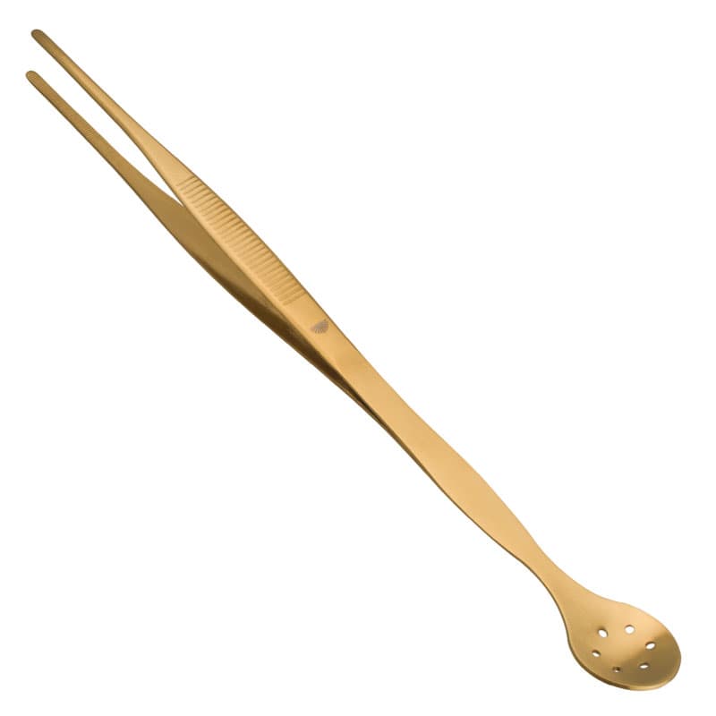 Pinzette mit Löffel, Edelstahl goldfarben, Ginza - 27cm