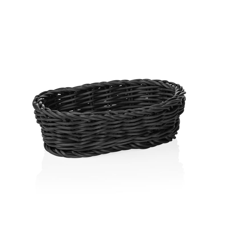 Oval basket, polypropylene, black - 19x12x6cm
