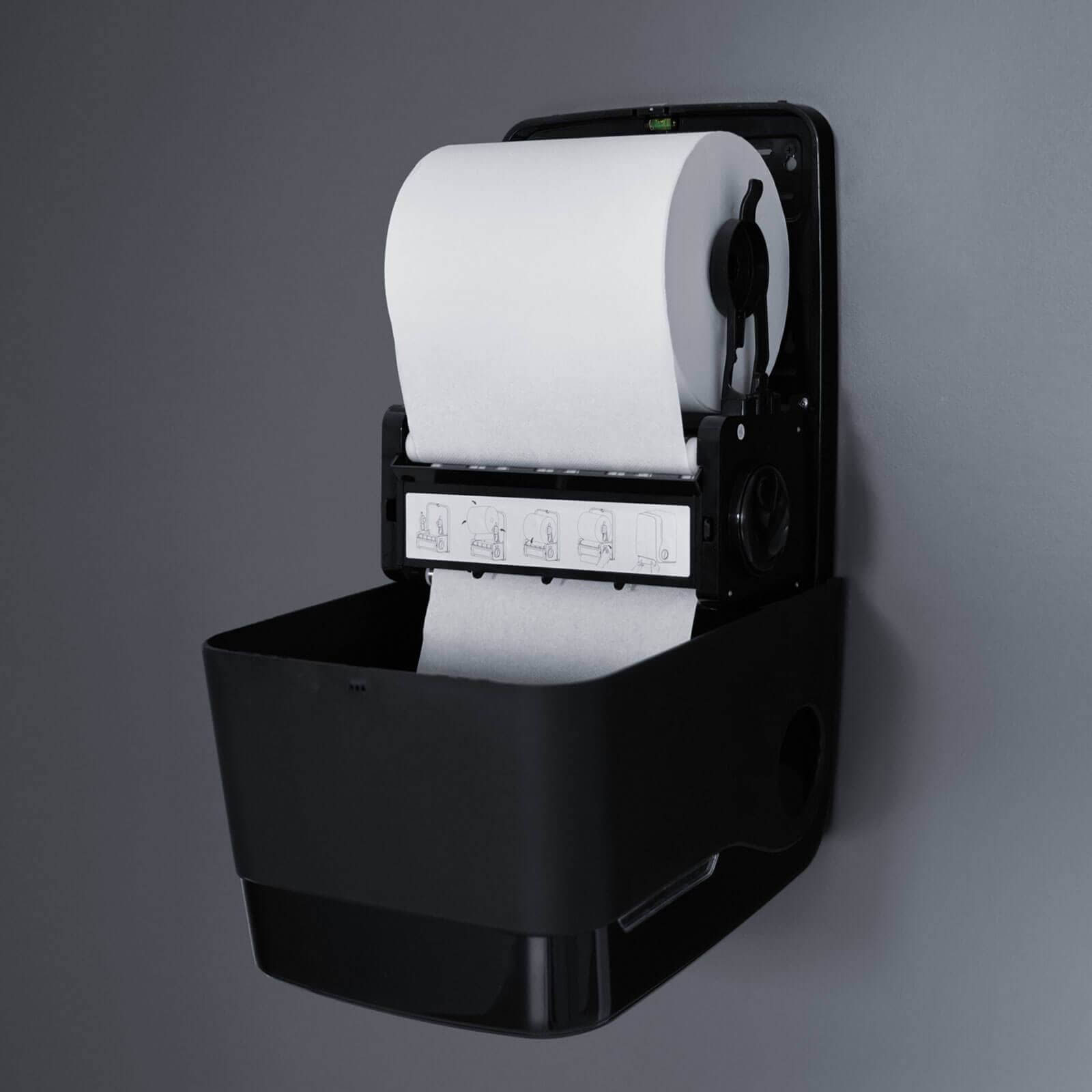 Distributeur de rouleaux d'essuie-mains Autocut pour rouleaux avec adaptateur - noir mat